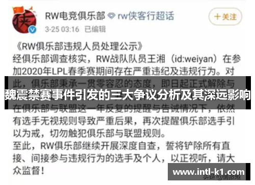 魏震禁赛事件引发的三大争议分析及其深远影响